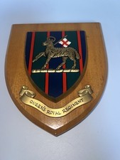Queens Royal Regiment Classic Mess Plaque Wooden Base Wall Hanging