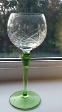 Unusual Green Stemmed Cut Glass Wine / Liqueur Glass