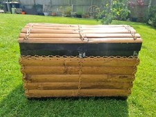 Vintage Bamboo And Metal Dome Top Trunk No Nails 2ft