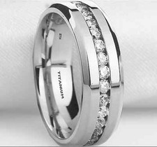 New Boxed Mens Titanium Wedding Engagement Band Ring- 8mm