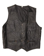 VINTAGE Mens Waistcoat 3XL Black Patchwork AT01