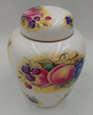 Vintage Crown Staffordshire Orchard Glory Large Size Ginger Jar With Lid 7"