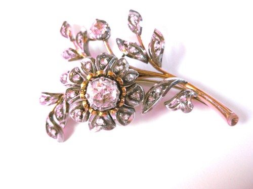 Antique 750 gold brooch - brooch, with
