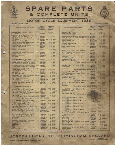 Lucas motorcycle electrical - lucas,