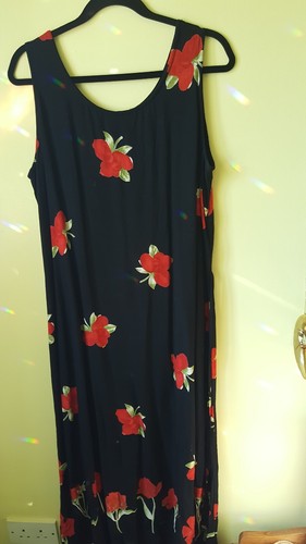 Ladies black with red flowers - with,