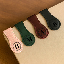 Personalised Leather Bookmark, Custom Engraved Gift, With Velvet Bag