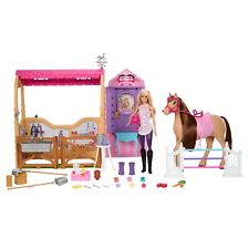 Barbie Toy Stable Playset with Doll, Horse & Accessories, 25+ Pieces with 6 Area