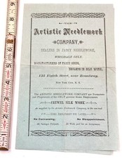 late 1800's Artistic Needlework COMPANY brochure advertising crewel silk work