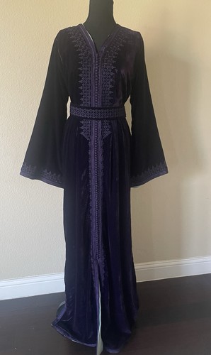 Moroccan purple velvet kaftan - moroccan,