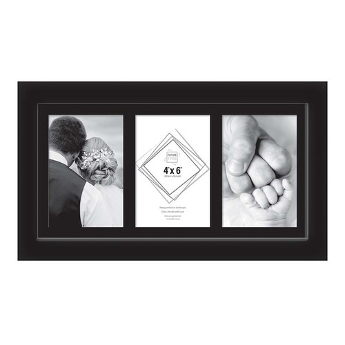 Black triple photo frame 4x6 - photo,