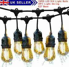 HEAVY DUTY FESTOON E27 IP65 WATERPROOF LED OUTDOOR GARDEN STRING LIGHTS 49FT