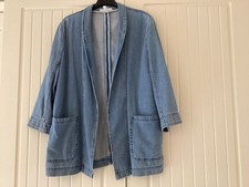 Denim Jacket - size 12 - Per Una at M&S - Shawl Collar - Long length