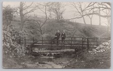 RPPC Two Men on Footbridge