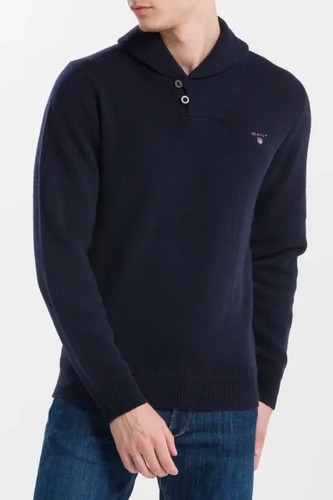 Men gant sweater navy wool - sweater,