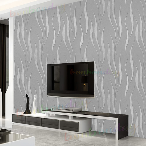 Silver grey wallpaper roll - silver, 3d