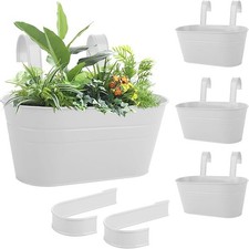 LDHHYH 4PCS Hanging Flower Pots, Grey Fence Hanging Planters, Large Hanging Plan