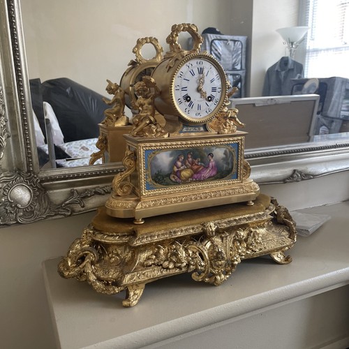 Antique gilt bronze - , clock