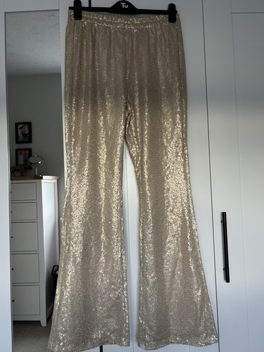 Gold sequined trousers size - gold,