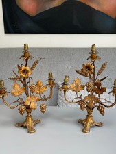 pair of antique brass fruit