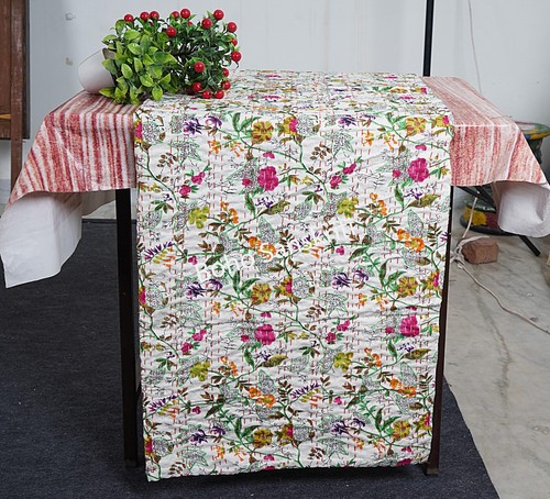 Indian print kantha quilt - indian,