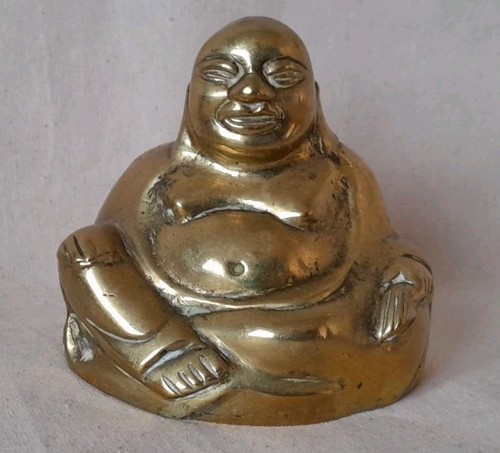 Vintage brass laughing buddha - vintage,