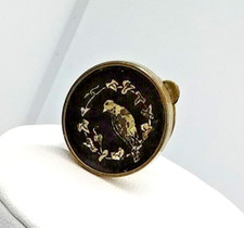 Antique Victorian Embossed Bird Decorated On Black Centre Bachelor Button