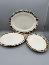 Set 3 Vintage Ceramic Graduated Meat Plates Platters Burleigh Ware 11, 12, 14”