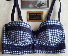 NEW EX M*S UNDERWIRED LONGLINE BALCONY BRA SIZE 30D  - BLUE MIX 