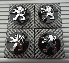 PEUGEOT BLACK WHEEL ALLOY CENTRE CAPS SET OF 4 60mm 106 107 206 207 306 307 HUB