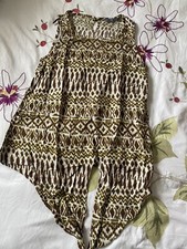 Womens Ladies Wallis BHS Size 10 Brown Cream Green Sleeveless Casual Summer Top