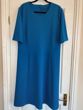 Cotton Traders Women's Ladies Plus Size Casual Short Sleeve Dress Blue Size 18