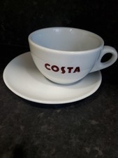 Costa Coffee Small Cappuchino Cup And Saucer Set  Used Latte Hot Choc 300mls