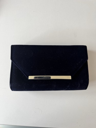 Navy blue clutch bag with - navy, gold