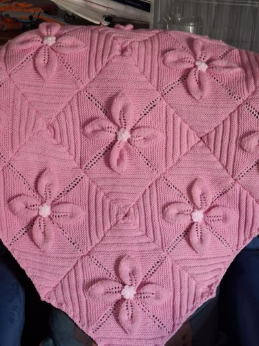 Handknitted pink baby - handknitted, blanket