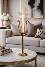 Tall Brass Hurricane Candle