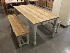 RECLAIMED PAINTED 6' X 32-36" FARMHOUSE TABLE RUSTIC BESPOKE F&B FRENCH GREY