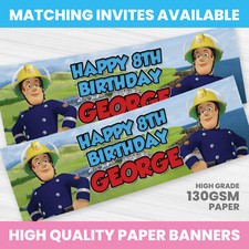 FIREMAN SAM BIRTHDAY BANNER PERSONALISED ANY NAME PARTY BANNER