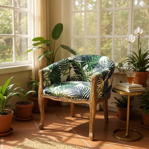 Palm leaf tub chair accent - leaf,