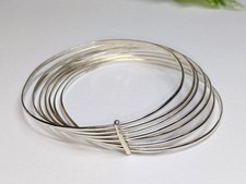 Vintage sterling silver slave bracelet made from 7 bands of silver 