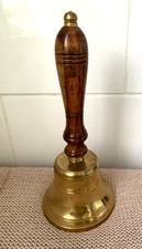 School Hand Bell Table Desk Reception Solid Bronze & Wood Handle 23.5 cm H