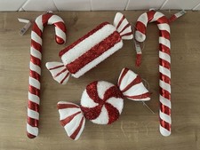 Christmas Tree Decoration Bundle x 4 Large Red White Candy Cane Sweet Ornaments