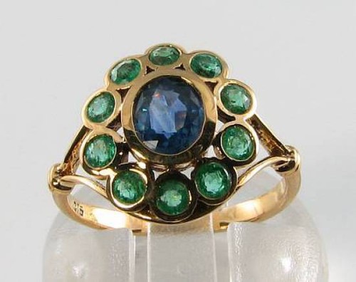 9ct gold sapphire emerald - gold,