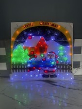 Vintage FDL large Led Outdoor Garden Christmas Light Display Santa Snowman Scene