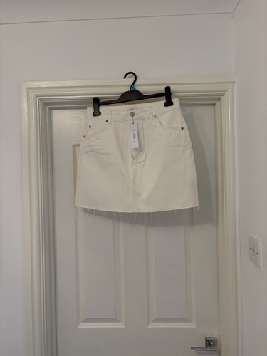 Woman white denim skirt - white,