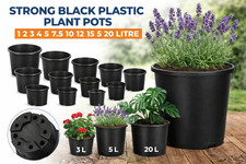 Black plastic plant pots - plastic, 2