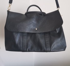 Oversized Black Leather Bag With Strap