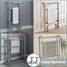 Traditional Bathroom Heated Towel Rail Column Victorian Radiator White & Chrome