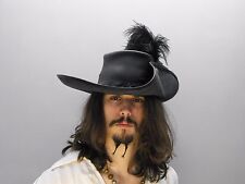 musketeer black leather hat