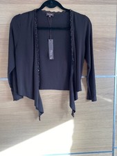 Phase Eight Sz 10 Lace Beaded  Trim Bolero Shrug Chocolate Brown Evening Bnwt H1