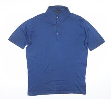 John Smedley Men’s Blue Polo Shirt L Cotton Short Sleeve Collared